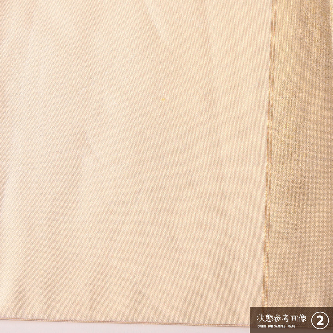 九寸名古屋帯 Aランク 帯丈366cm 正絹 ポイント柄 名古屋仕立て 織り セミフォーマル 御所車 クリームの混ざったピンク系 RP 1245-03176