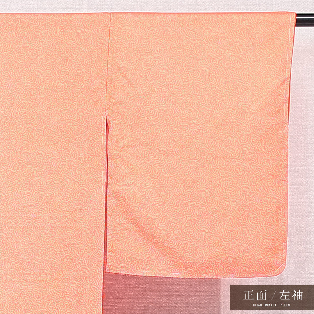 江戸小紋 (鮫) 袷 身丈165cm 裄丈65cm 正絹 Sランク インフォーマル 広衿 XLサイズ 朱系 RP 1220-15329