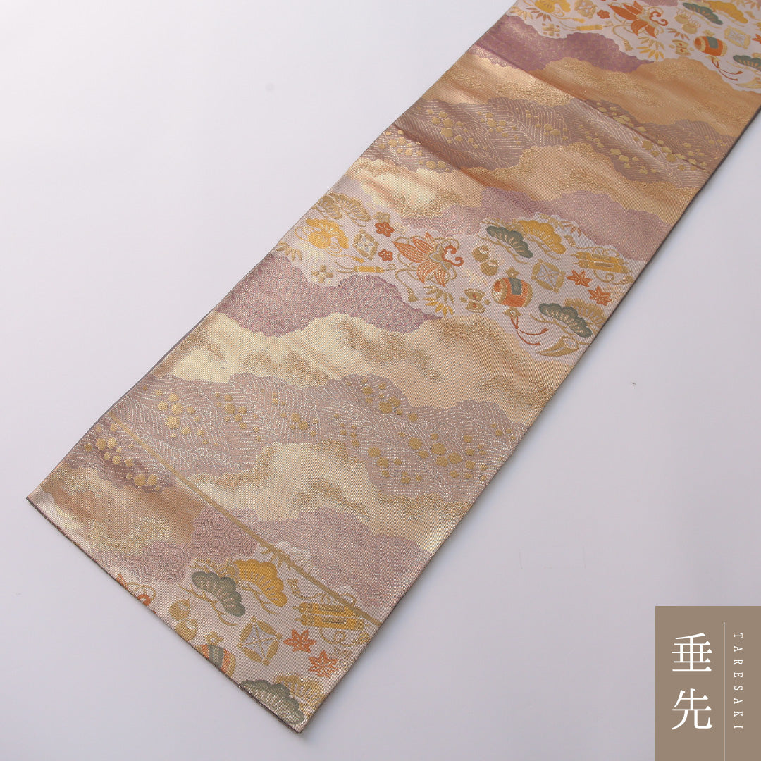 袋帯 帯丈416cm 正絹 六通 フォーマル 道長取り 吉祥文様 多色系 1243-01942