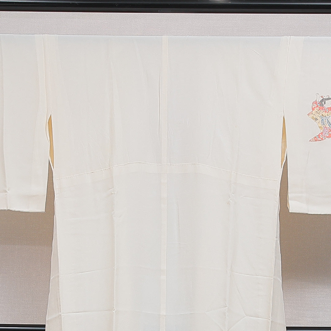 長襦袢 無双袖 身丈129cm 裄丈63cm 正絹 Aランク Lサイズ 人物 クリーム系 RP 1239-16610