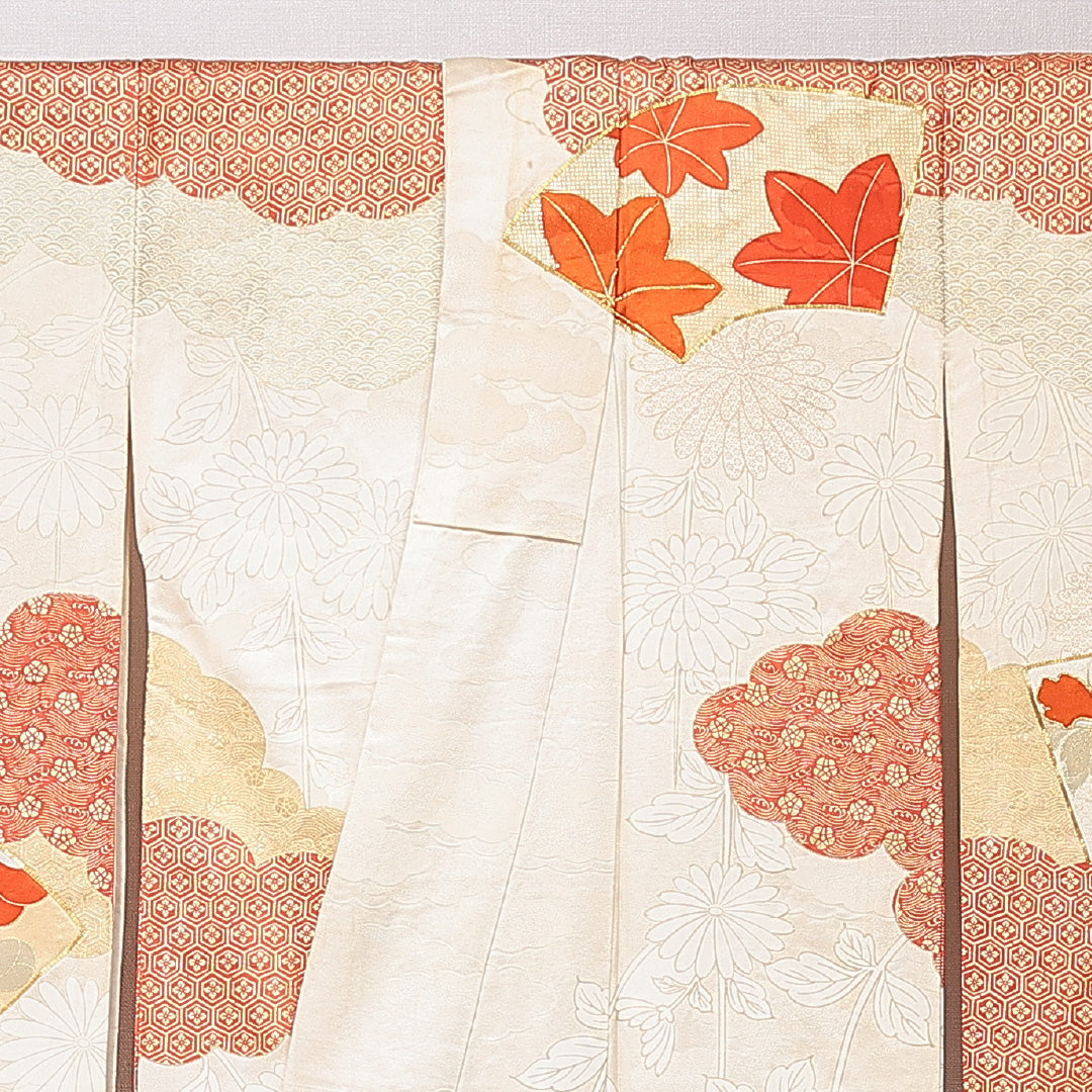 振袖 袷 身丈168cm 裄丈63cm フォーマル Cランク XLサイズ 正絹 広衿 牡丹 金駒刺繍 1213-F0671