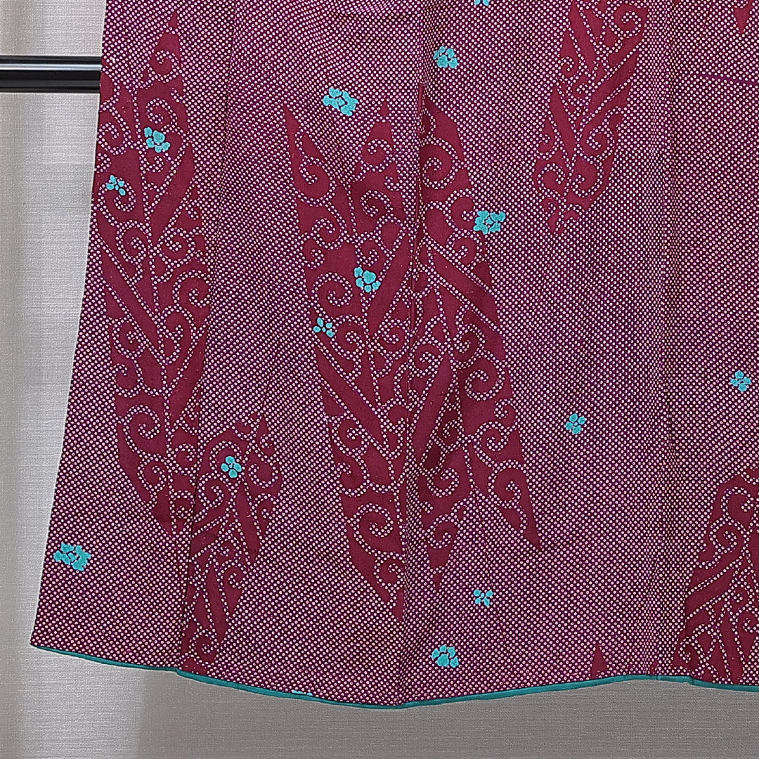 アンティーク お召 袷 身丈143cm 裄丈61cm 正絹 Bランク 広衿 XSサイズ 矢絣 紫系 M4 1222-16750