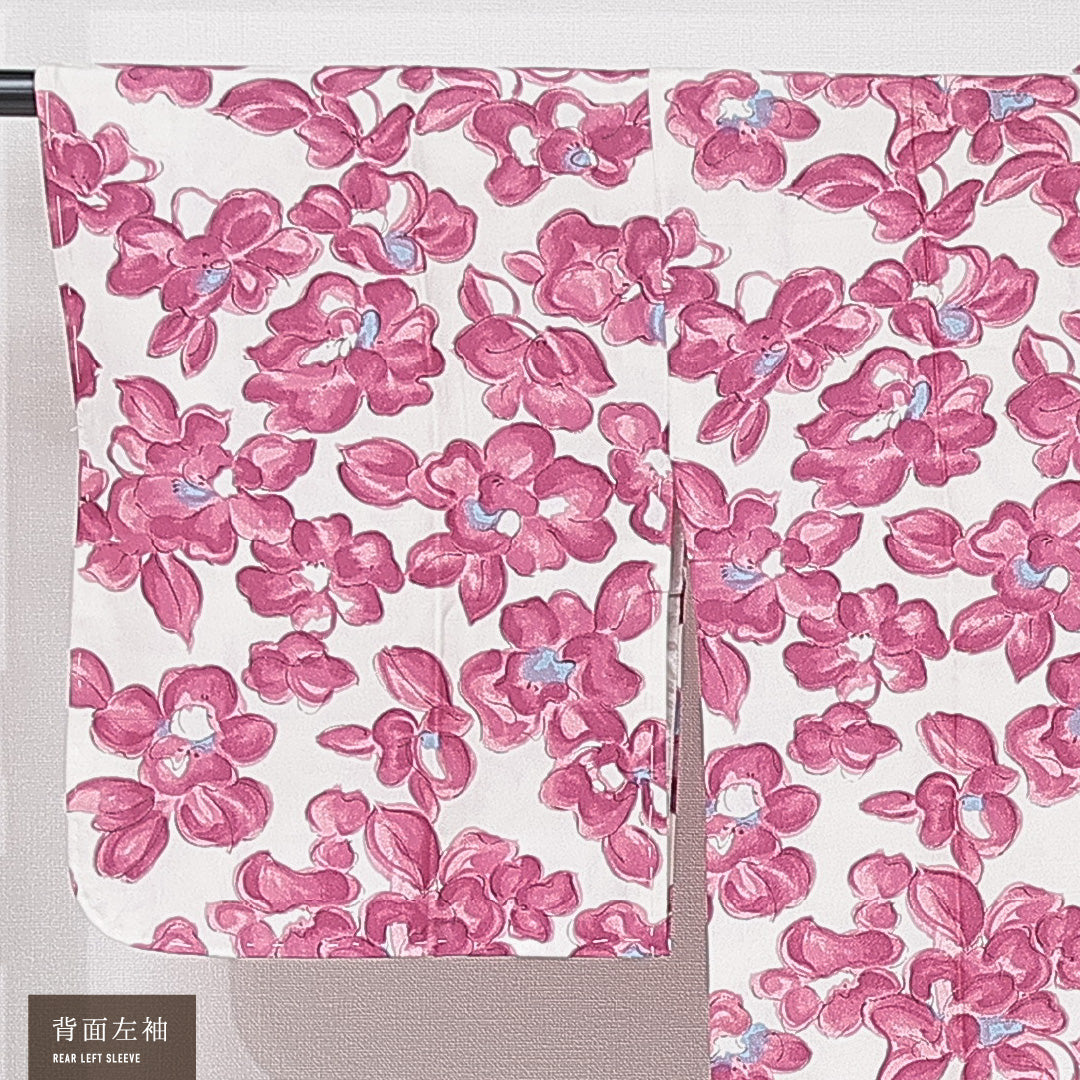 道行コート 袷 身丈83cm 裄丈63cm 正絹 Sランク セミフォーマル Sサイズ ポケットあり 芙蓉 白系 RP 1237-15316