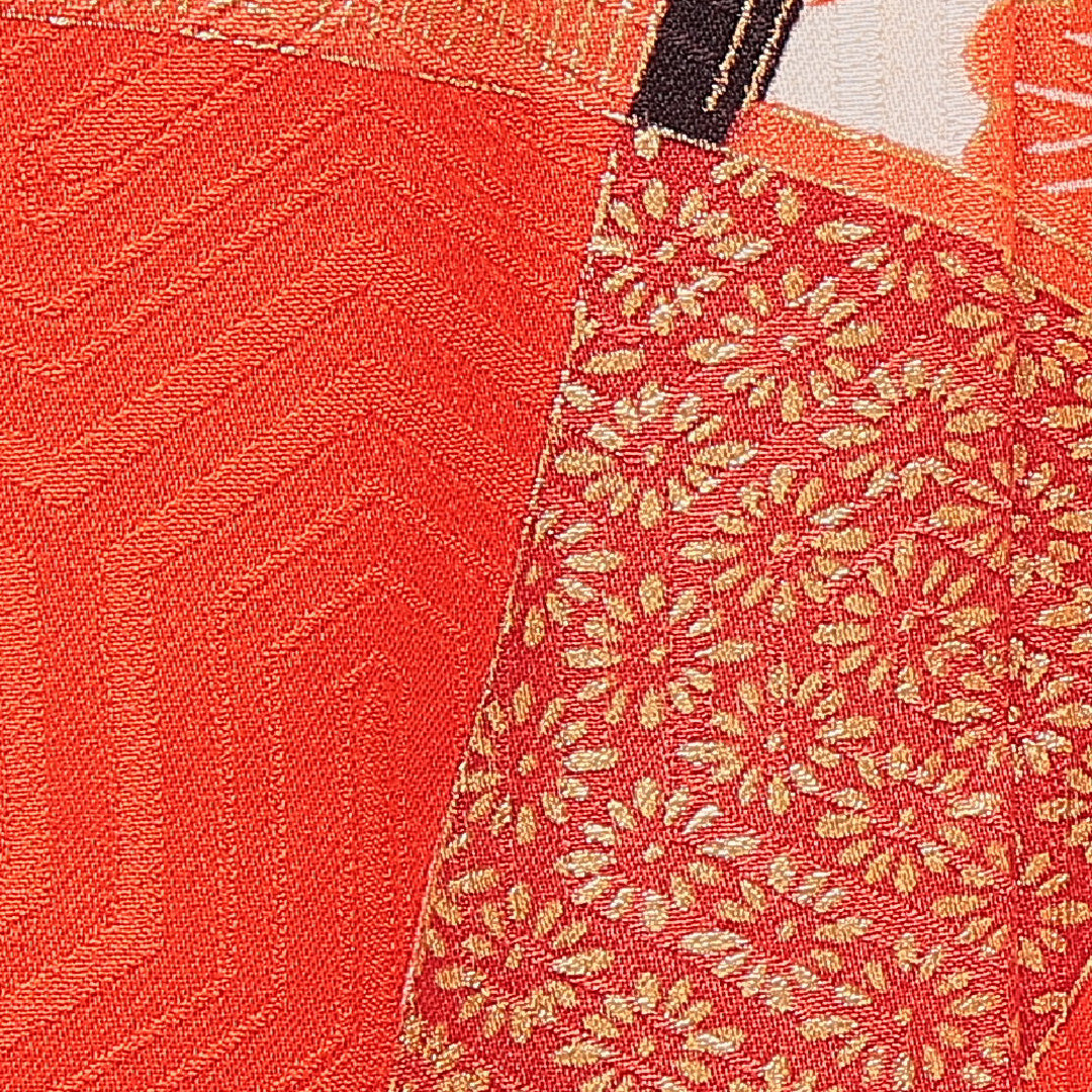 アンティーク 振袖 袷 身丈166cm 裄丈65cm フォーマル Bランク XLサイズ 正絹 広衿 菱 菊 1213-F0638