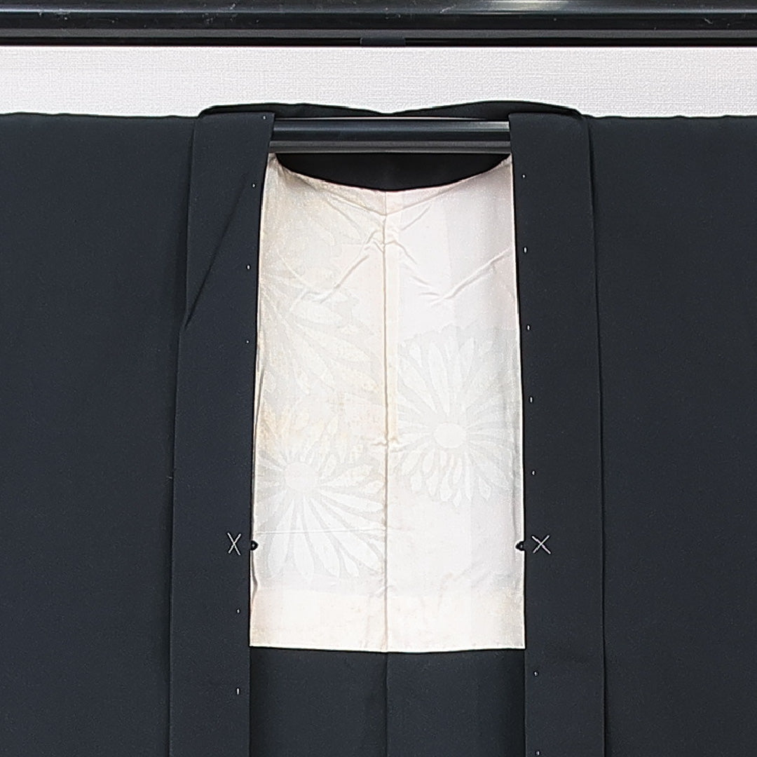 黒羽織 袷 身丈79cm 裄丈65cm 正絹 Aランク インフォーマル Mサイズ 菊 紅葉 黒系 RP 1233-15314