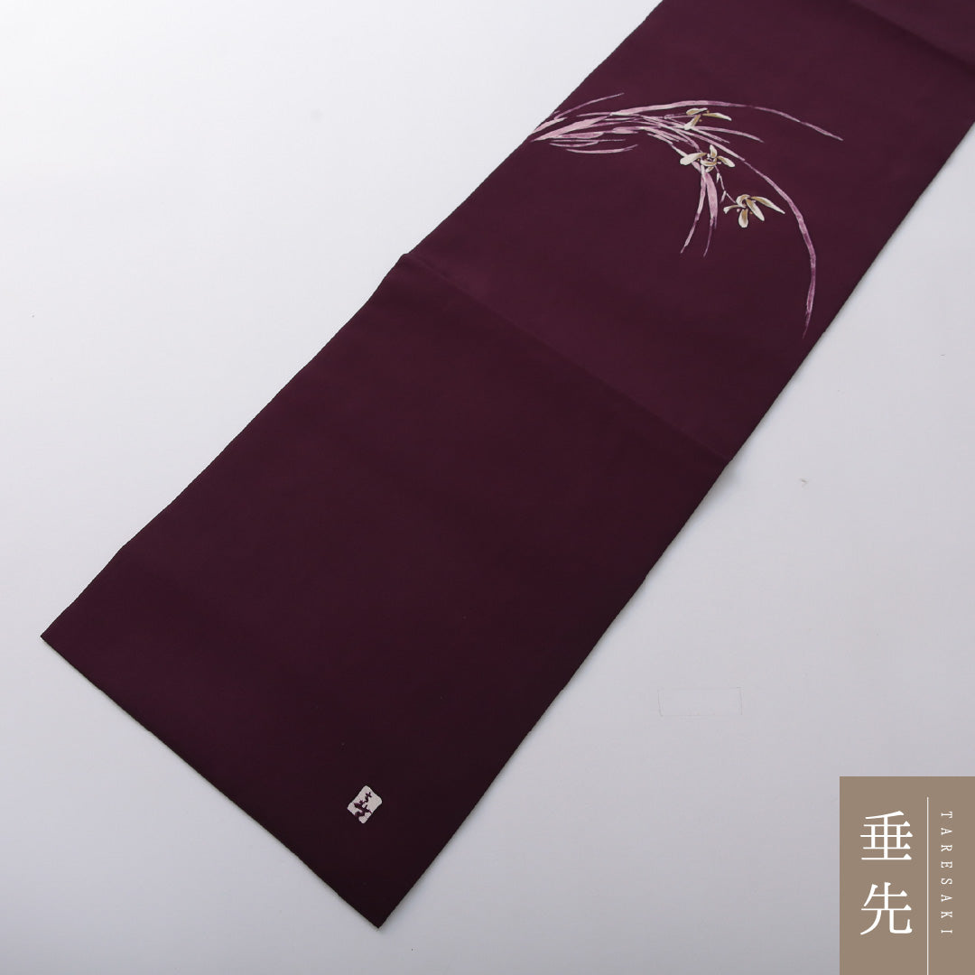 九寸名古屋帯 Aランク 帯丈349cm 正絹 ポイント柄 名古屋仕立て 染め インフォーマル 塩瀬 花柄 紫系 RP 1245-03665