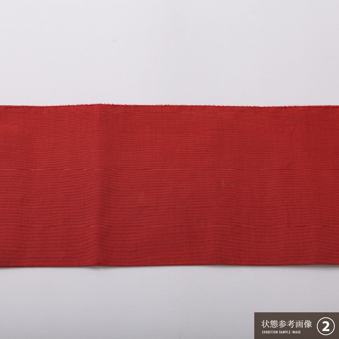 八寸名古屋帯 帯丈363cm カジュアル 名古屋仕立て ポイント柄 Bランク 正絹 花柄 朱系 1224-03417