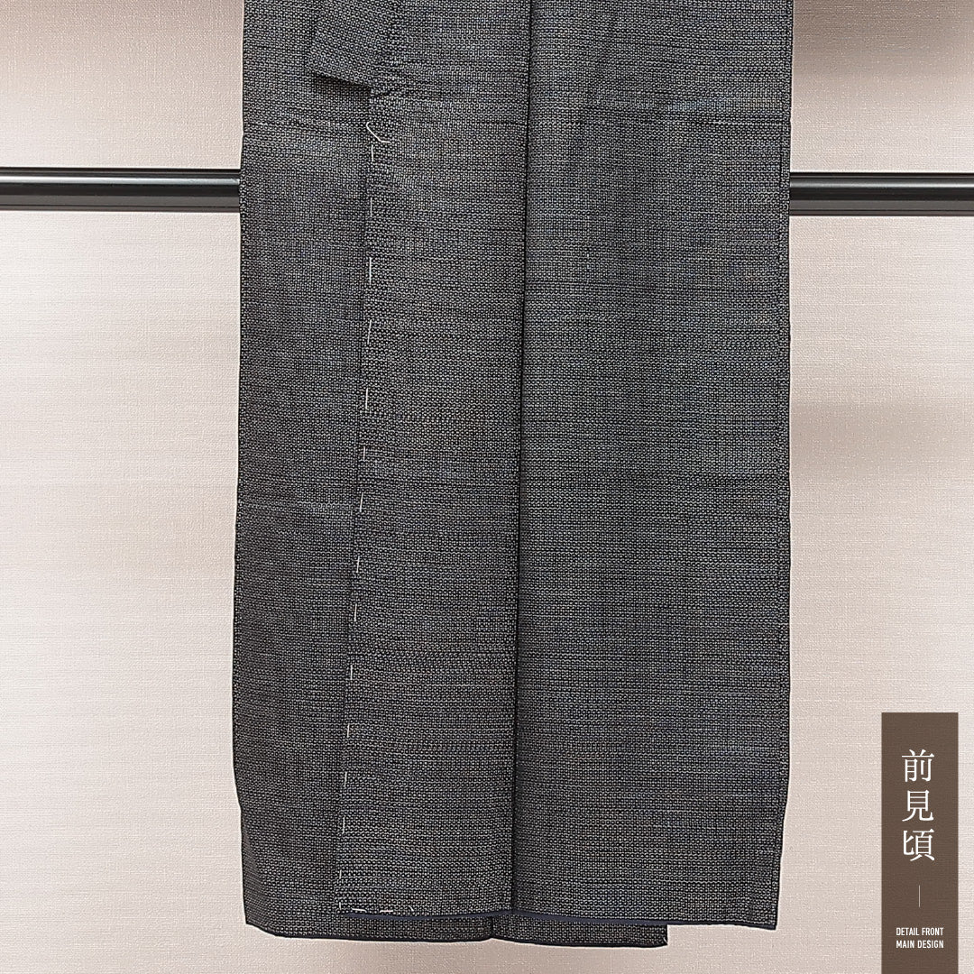 男着物 袷 身丈141cm 裄丈65cm 正絹 Cランク カジュアル バチ衿 Mサイズ 亀甲 紺系 LP 1224-16918