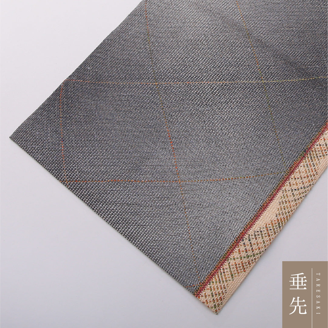 八寸名古屋帯 帯丈374cm カジュアル 松葉仕立て 全通 Sランク 正絹 創作柄 グレー系 1224-03617