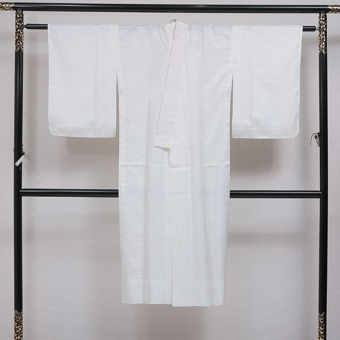 洗える着物 長襦袢 無双袖 身丈129cm 裄丈63cm ポリエステル Aランク Lサイズ 紗綾型 白系 RP 1239-16520
