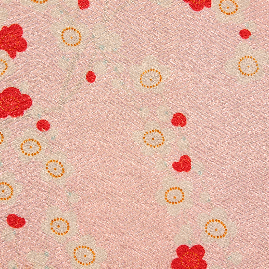 アンティーク 長襦袢 無双袖 身丈139cm 裄丈61cm 正絹 Cランク 2XLサイズ 梅 ピンク系 1229-16500