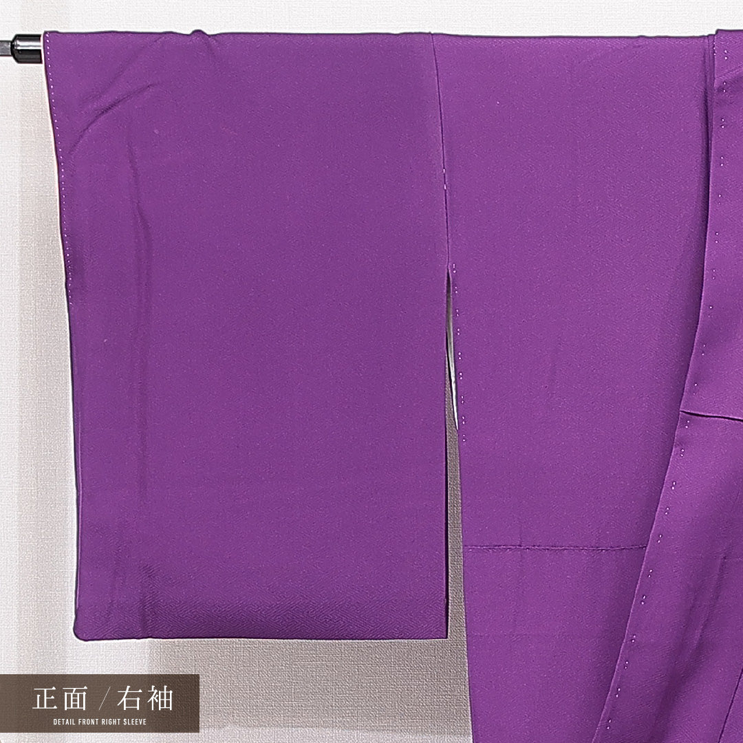 訪問着 袷 身丈157cm 裄丈65cm 正絹 Cランク セミフォーマル 広衿 Mサイズ ぼかし 椿 可憐 鮮やか 紫系 HP 1217-15075
