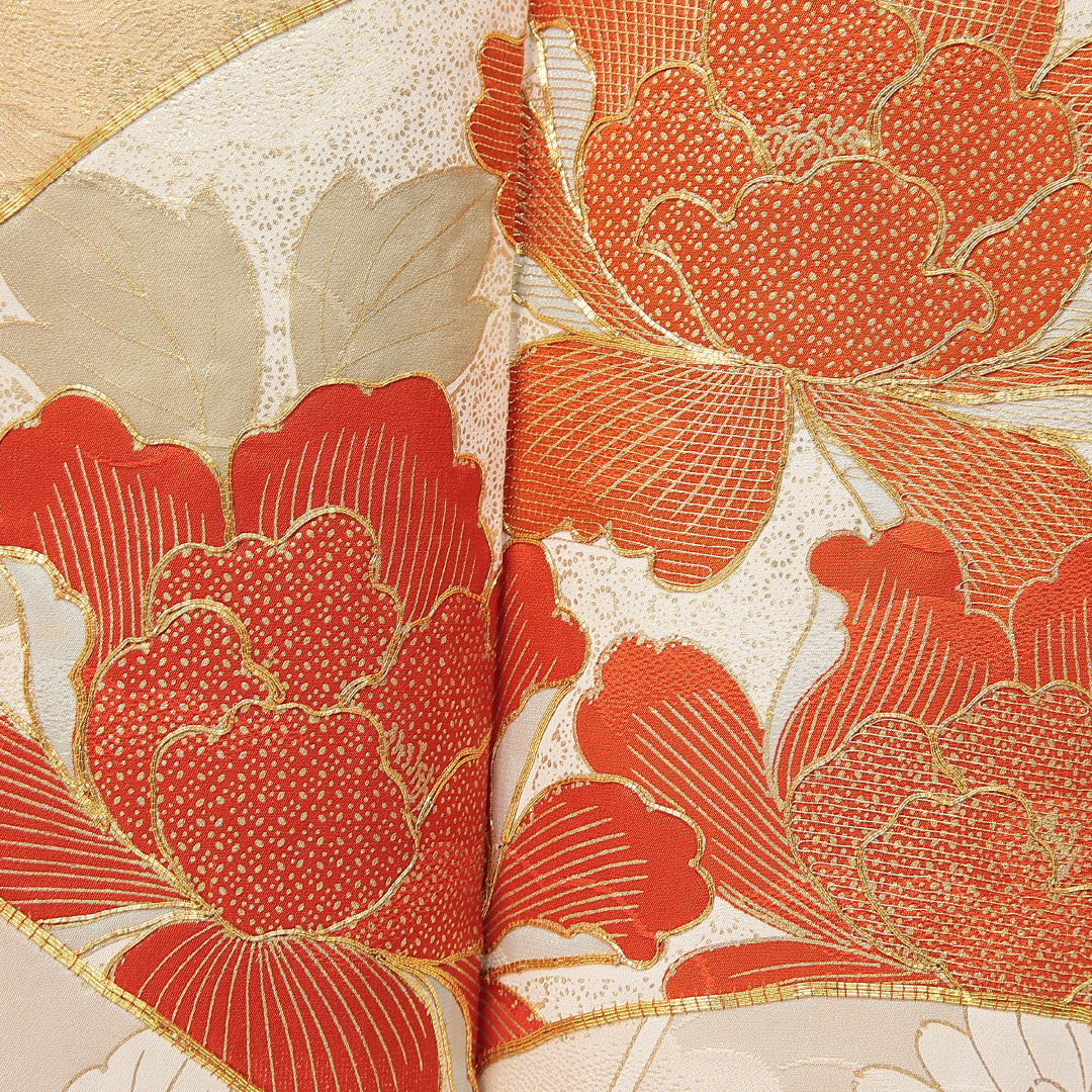 振袖 袷 身丈168cm 裄丈63cm フォーマル Cランク XLサイズ 正絹 広衿 牡丹 金駒刺繍 1213-F0671