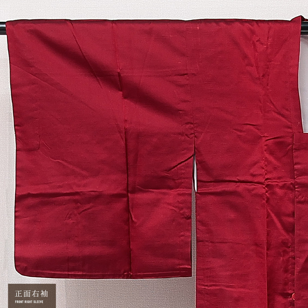 道行コート 袷 身丈133cm 裄丈65cm 正絹 Sランク カジュアル Mサイズ 無地 赤系 RP 1237-15280
