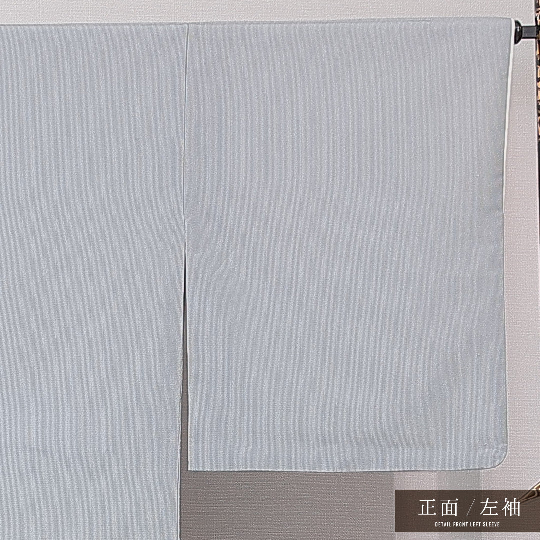 紬 洗える着物 袷 身丈168cm 裄丈67cm ポリエステル Cランク XLサイズ 広衿 カジュアル 縞 グレー系 1216-15193