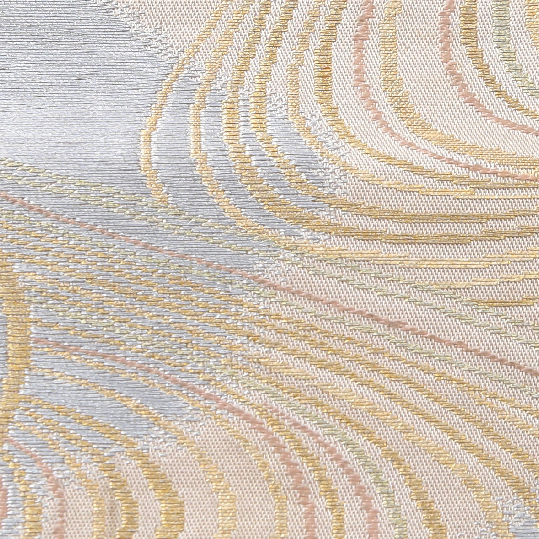 袋帯 帯丈412cm セミフォーマル 六通 Cランク 正絹 流水 ベージュ系 1223-02250