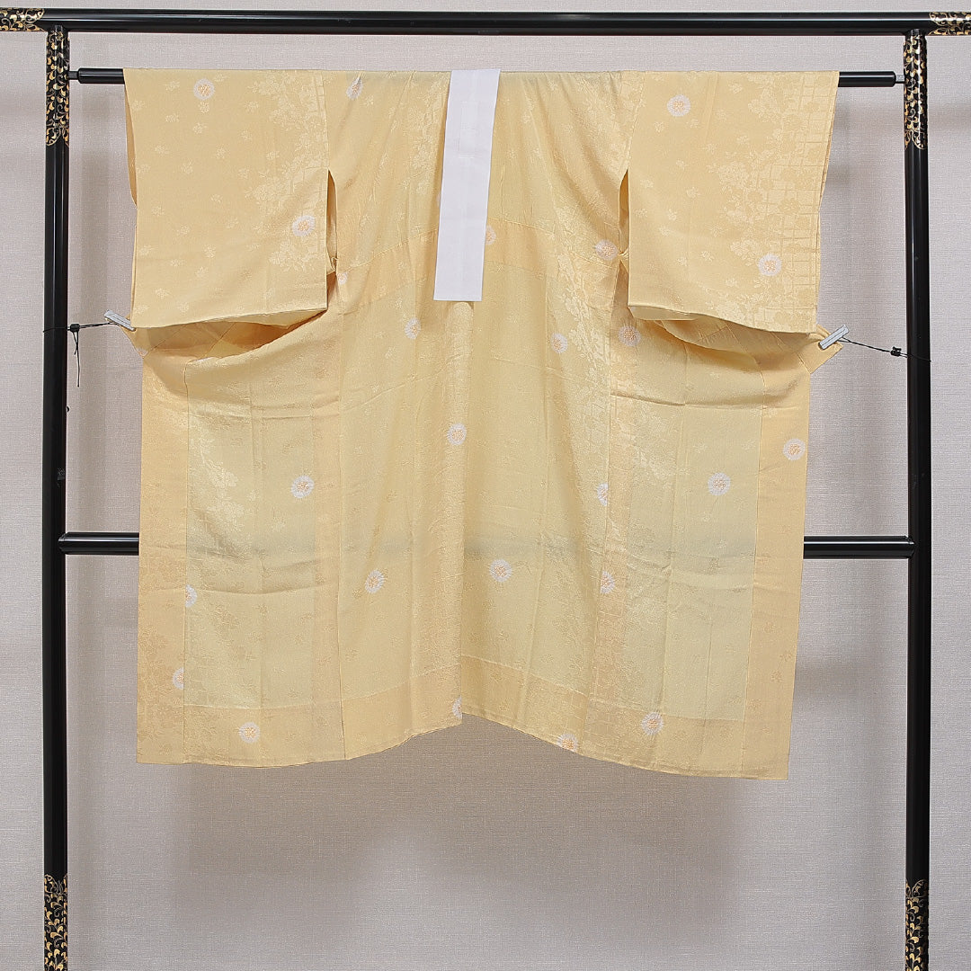 長襦袢 無双袖 身丈122cm 裄丈61cm 正絹 Aランク Sサイズ 鹿の子柄 黄系 RP 1239-16480