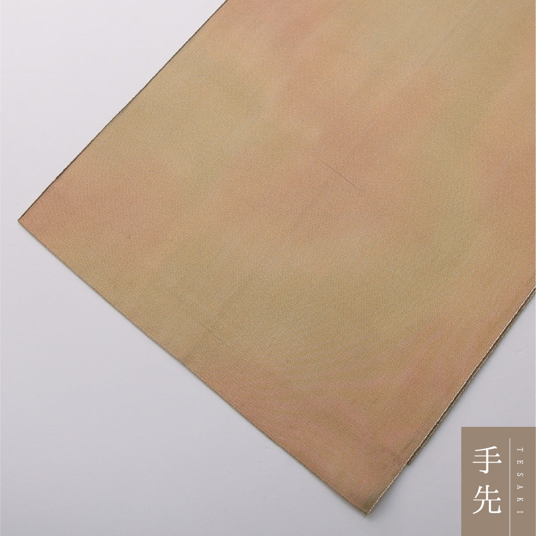 八寸名古屋帯 帯丈356cm セミフォーマル 開き仕立て ポイント柄 帯芯なし Cランク 正絹 花柄 ベージュ系 1224-03506