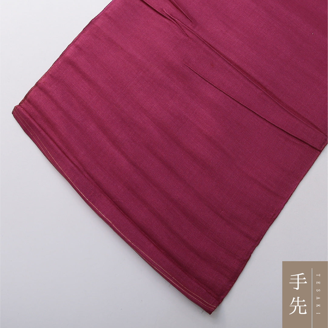 アンティーク 九寸名古屋帯 帯丈352cm 開き仕立て ポイント柄 Cランク 正絹 菊 紫系 赤系 1224-03812