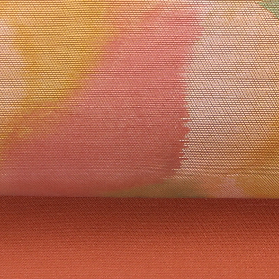 九寸名古屋帯 Sランク 帯丈350cm 正絹 ポイント柄 名古屋仕立て 織り インフォーマル 菊 朱系 LP 1245-04059