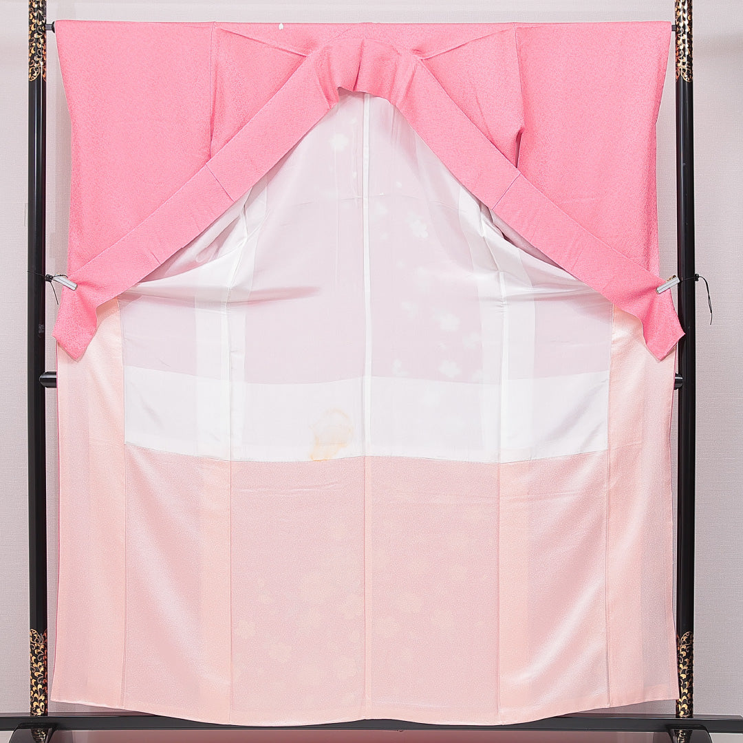 振袖 袷 身丈161cm 裄丈66cm フォーマル Cランク Lサイズ 正絹 広衿 毬 桜 1213-F0651