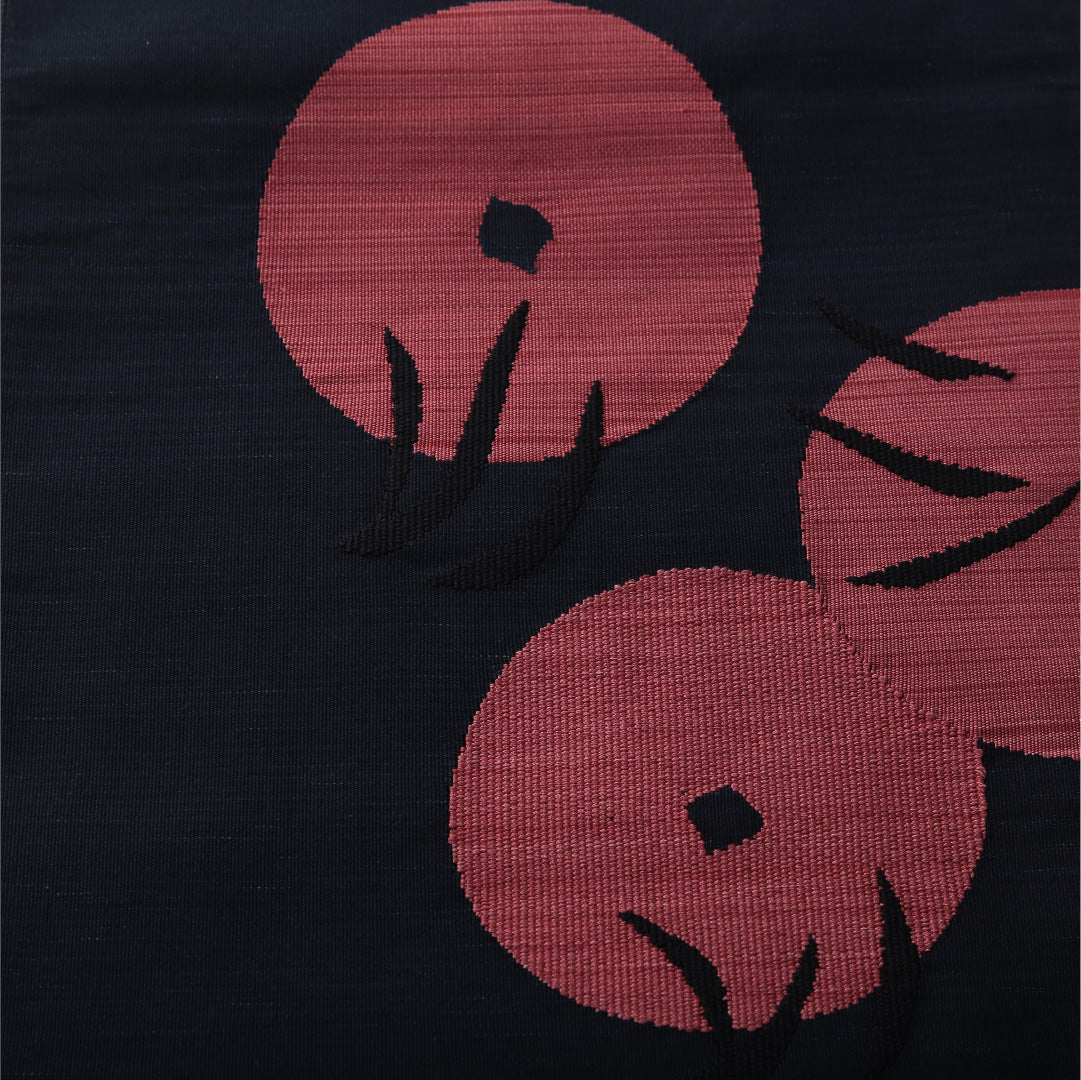 八寸名古屋帯 帯丈356cm カジュアル 松葉仕立て ポイント柄 帯芯なし Aランク 正絹 創作柄 紺系 1224-03509