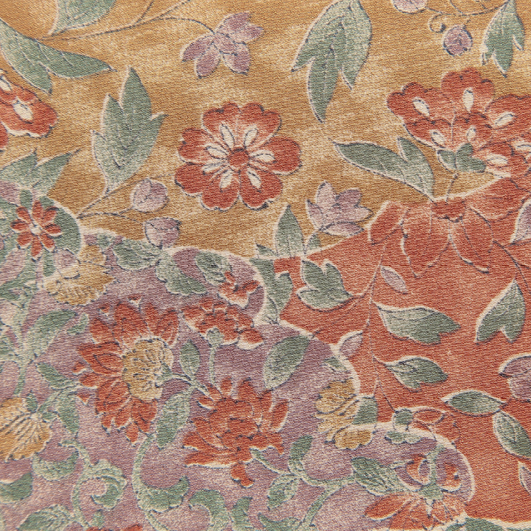 小紋 洗える着物 袷 身丈165cm 裄丈67cm ポリエステル Sランク XLサイズ 広衿 インフォーマル 花柄 多色系 茶系 1215-15799