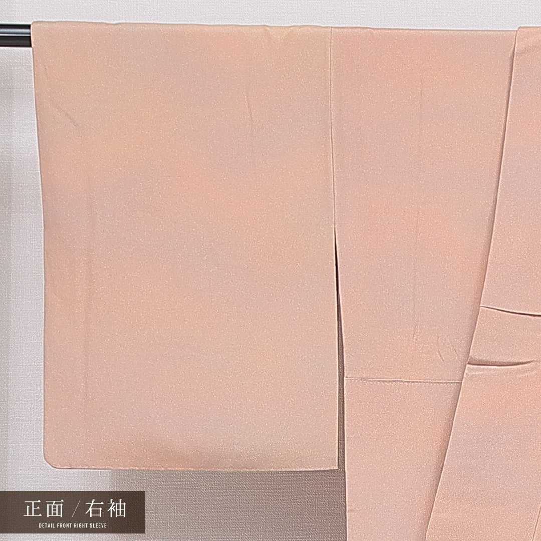 色無地 袷 身丈165cm 裄丈63cm 正絹 Aランク インフォーマル 広衿 XLサイズ ぼかし染 落款 無地 朱系 RP 1219-16738
