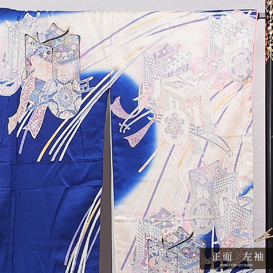 振袖 袷 身丈165cm 裄丈67cm フォーマル Cランク XLサイズ 正絹 広衿 御所車 1213-F0756