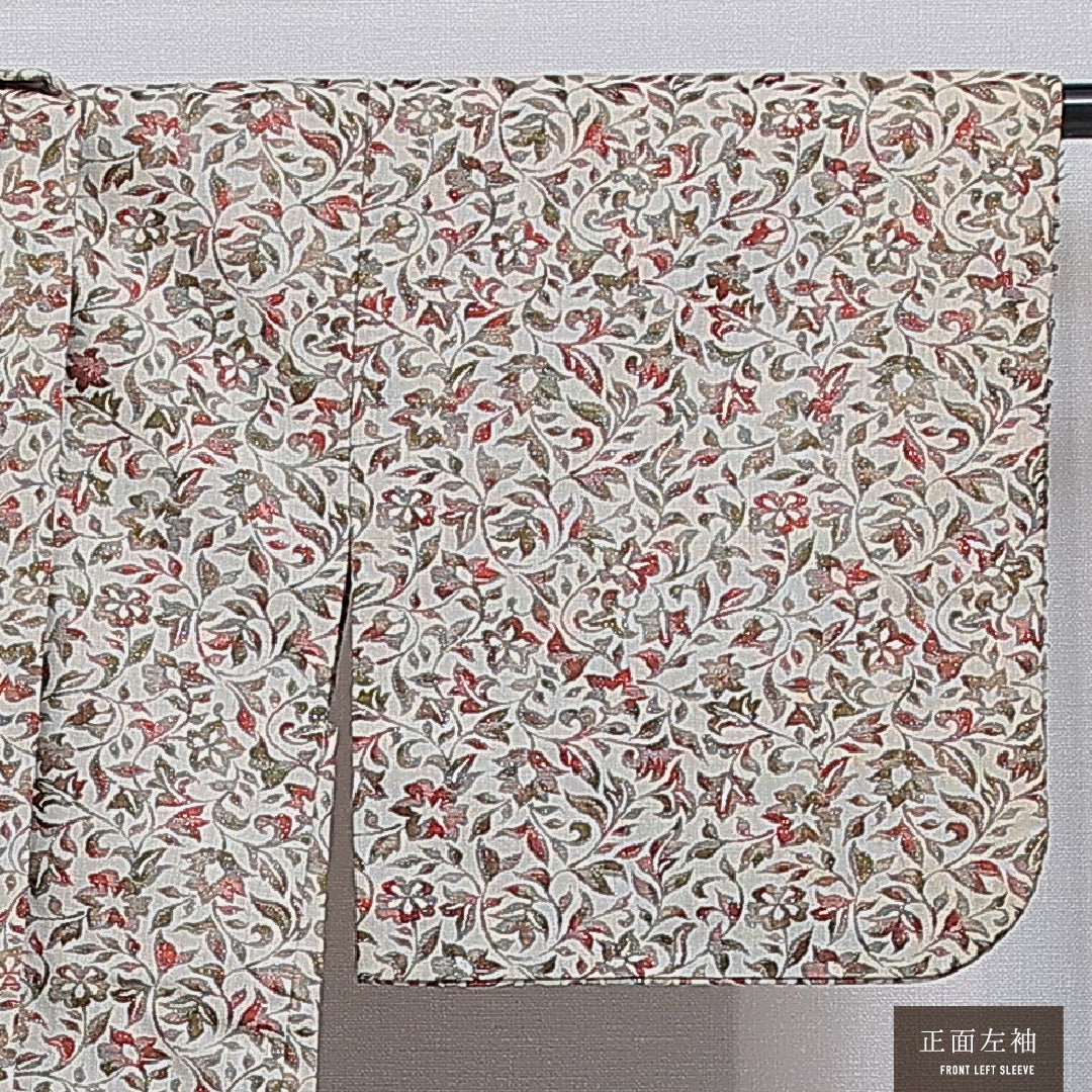 羽織 袷 身丈76cm 裄丈62cm 正絹 Aランク カジュアル Sサイズ 花柄 クリーム系 RP 1232-16151