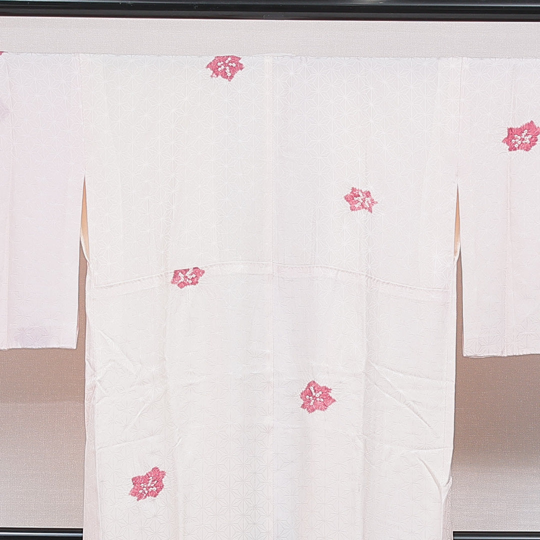 長襦袢 無双袖 身丈129cm 裄丈63cm 正絹 Aランク Lサイズ 部分絞り 麻の葉 ピンク系 RP 1239-16674