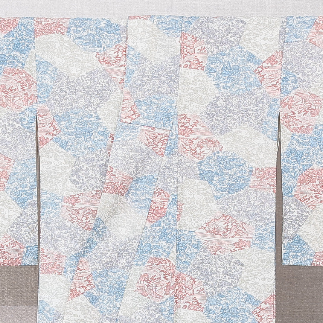 洗える着物 小紋 袷 身丈150cm 裄丈62cm ポリエステル Bランク インフォーマル 広衿 Sサイズ 茶屋辻 多色系 HP 1221-15837