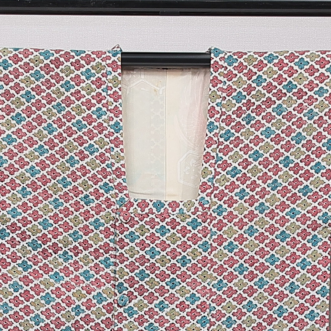 道行コート 袷 身丈92cm 裄丈61cm 正絹 Aランク カジュアル Sサイズ 菱 多色系 HP 1237-15463