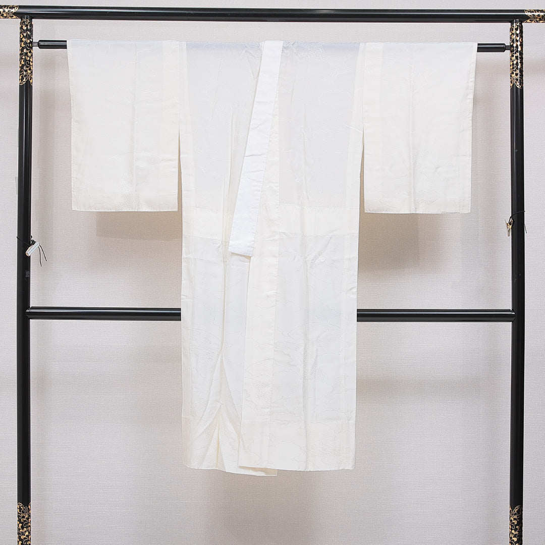 長襦袢 無双袖 身丈123cm 裄丈63cm 正絹 Aランク Sサイズ 古典柄 クリーム系 RP 1239-16711