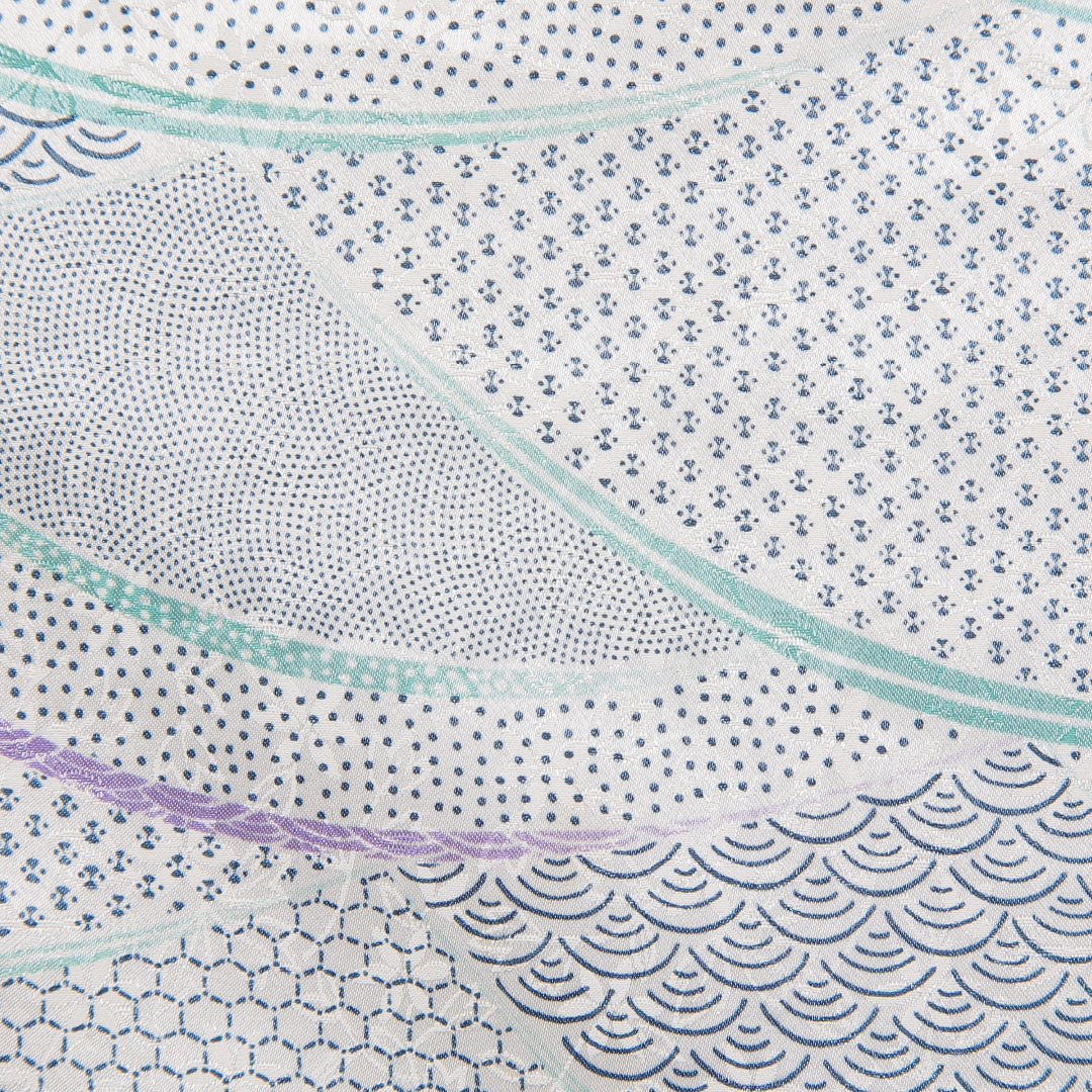 小紋 洗える着物 袷 身丈158cm 裄丈66cm ポリエステル Cランク Mサイズ バチ衿 インフォーマル 吉祥文様 グレー系 1215-15785