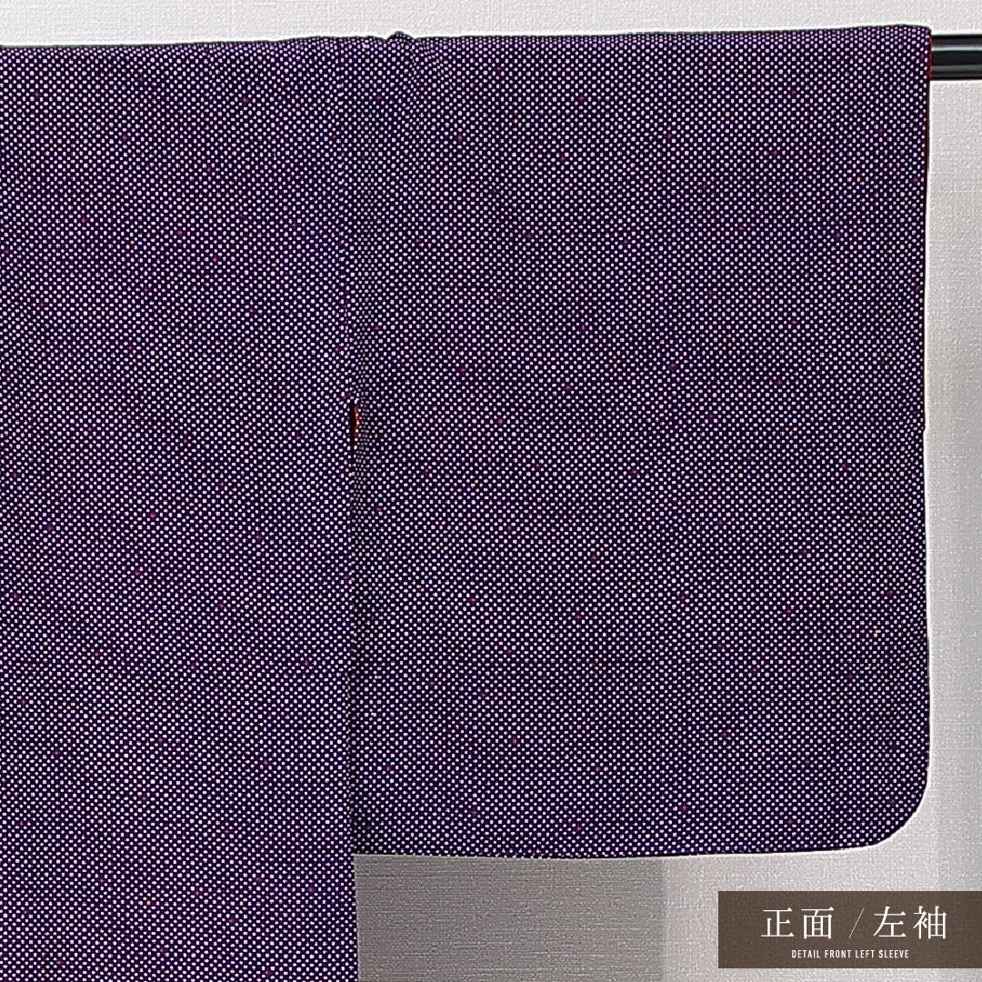アンティーク 小紋 袷 身丈154cm 裄丈63cm 正絹 Bランク バチ衿 Sサイズ ドット 紺系 RP 1221-15213