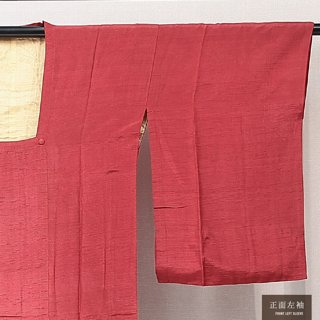 道行コート 袷 身丈122cm 裄丈65cm 正絹 Cランク セミフォーマル Mサイズ ポケットあり 無地 ピンク系 HP 1237-15297