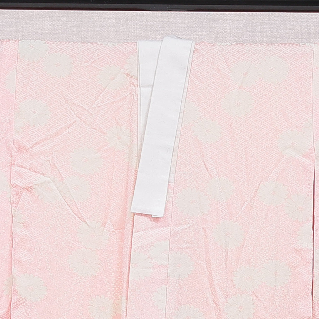 長襦袢 無双袖 身丈140cm 裄丈62cm 正絹 Aランク 3XLサイズ 菊 ピンク系 RP 1239-16692