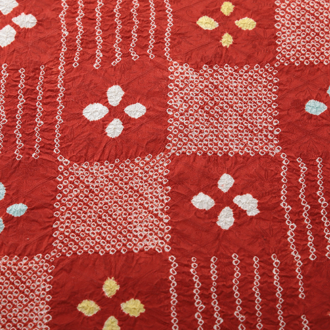 九寸名古屋帯 帯丈351cm カジュアル 名古屋仕立て ポイント柄 Cランク 正絹 染め帯 創作柄 黄系 1224-03763