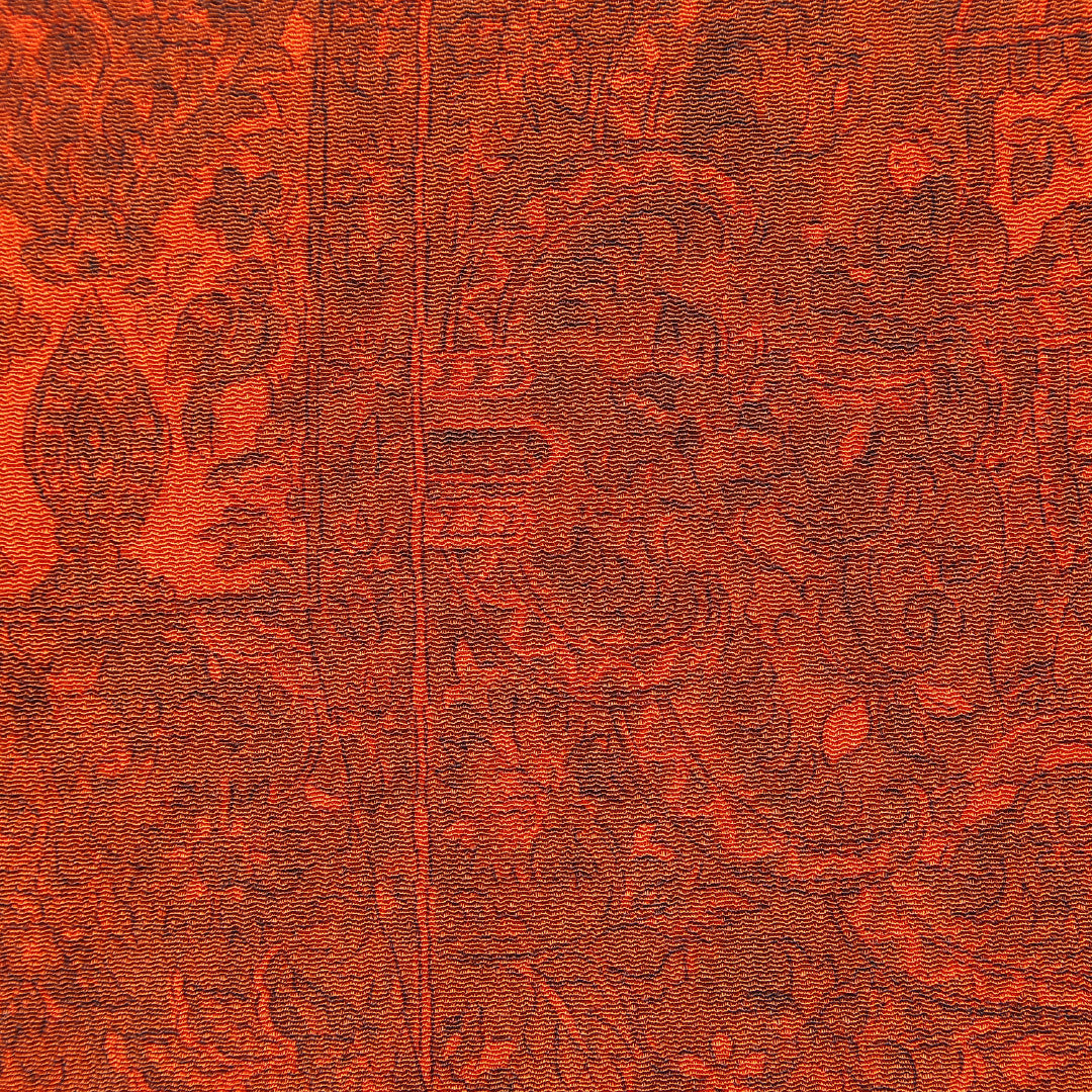 アンティーク 小紋 袷 身丈155cm 裄丈62cm 正絹 Aランク Mサイズ バチ衿 更紗 ちりめん 花柄 赤系 朱系 1215-15683