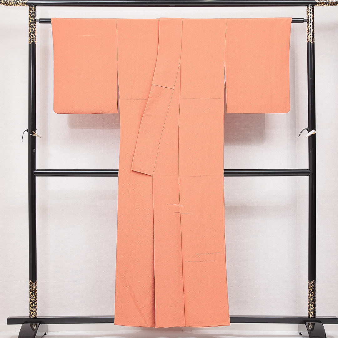 付下げ 袷 身丈156cm 裄丈63cm 正絹 Sランク インフォーマル 広衿 Mサイズ 抽象柄 朱系 RP 1218-15081