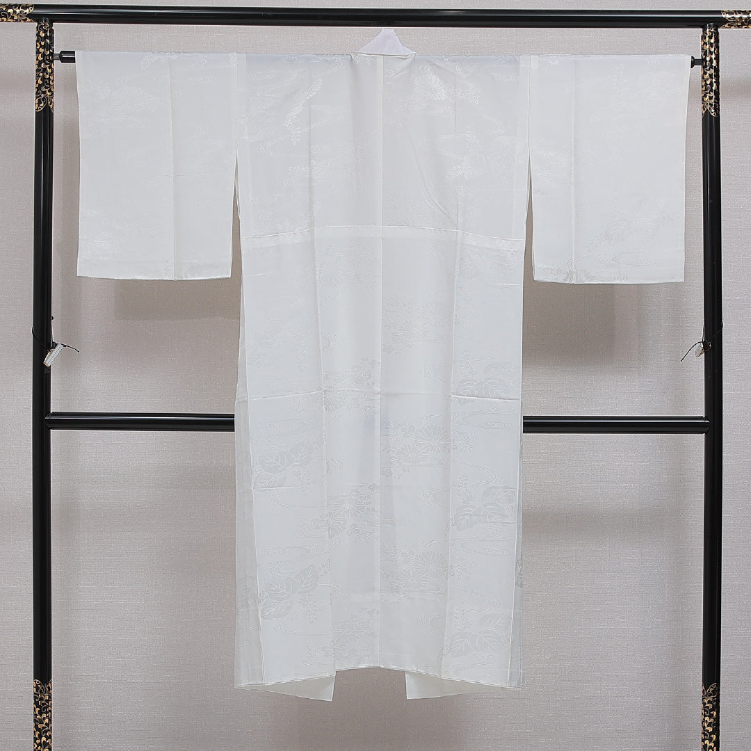 長襦袢 無双袖 身丈134cm 裄丈65cm 正絹 Sランク XLサイズ 菊 クリーム系 RP 1239-16629