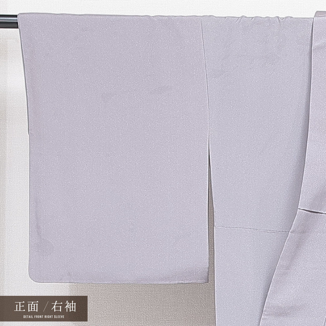 付下げ 袷 身丈163cm 裄丈65cm 正絹 Cランク Lサイズ 広衿 一つ紋（丸に橘） セミフォーマル 笠松 ぼかし染 金駒刺繍 グレー系 1261-16425