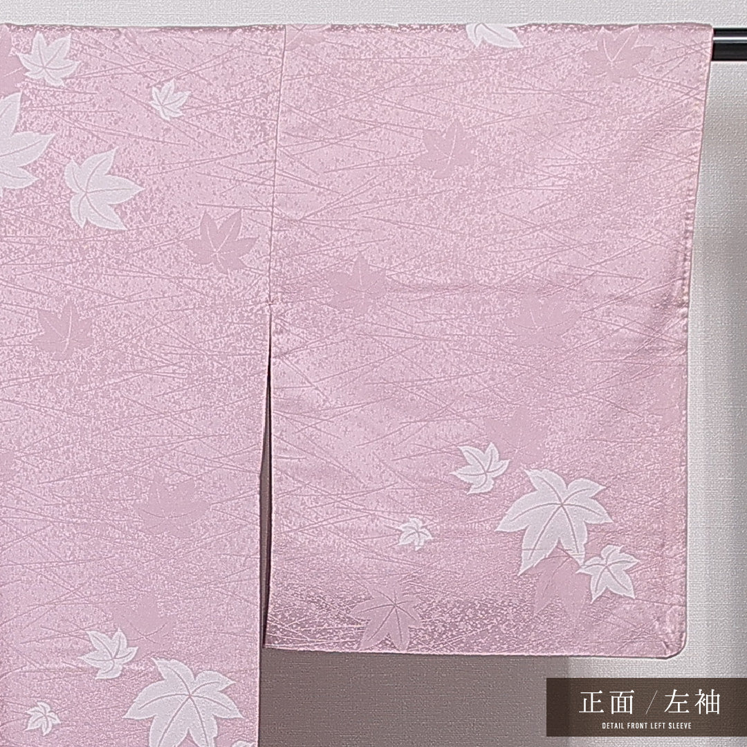 小紋 袷 身丈158cm 裄丈64cm 正絹 Cランク インフォーマル 広衿 Mサイズ 紅葉 紫系 HP 1221-15437