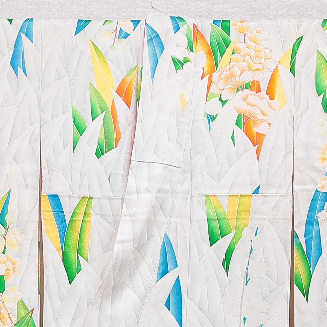 振袖 袷 身丈158cm 裄丈63cm フォーマル Cランク Mサイズ 正絹 広衿 牡丹 1213-F0757