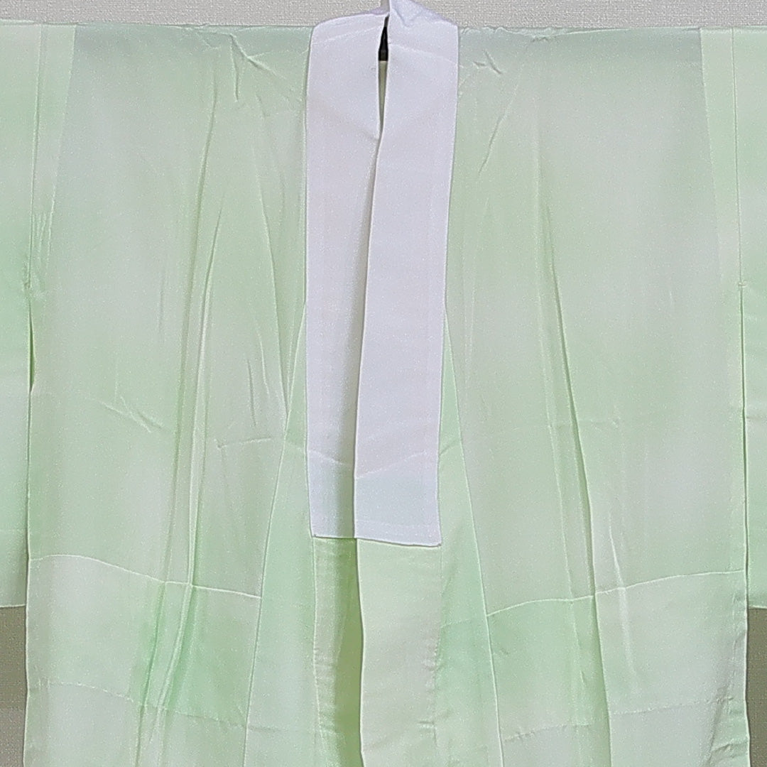 長襦袢 無双袖 身丈111cm 裄丈60cm 正絹 Sランク XSサイズ 無地 緑系 RP 1239-16631