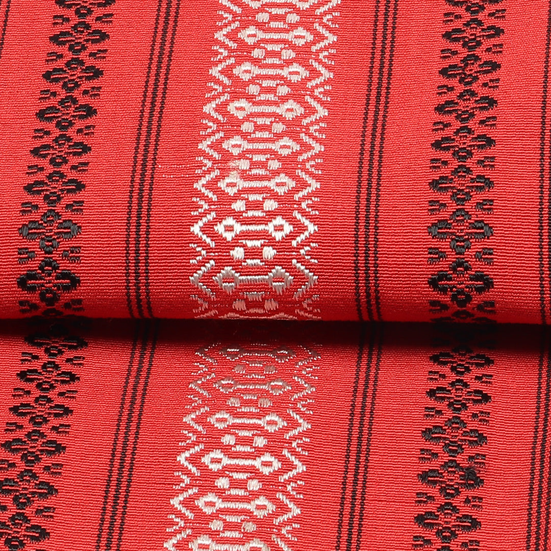 半幅帯 帯丈320cm カジュアル 小袋帯 全通 未仕立て Sランク 正絹 博多織 献上柄 ピンク系 1225-00639