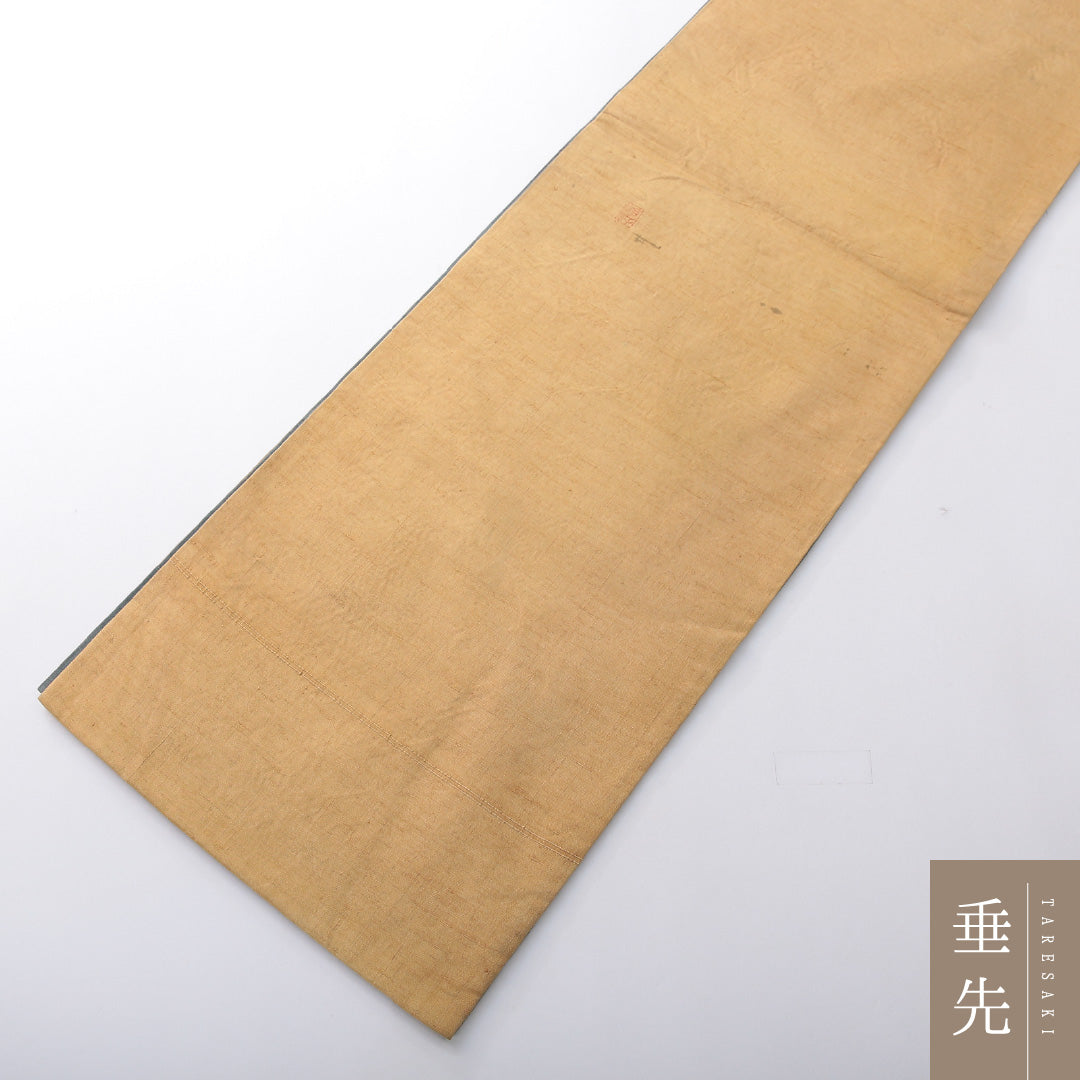 袋帯（紬） 帯丈452cm 正絹 ポイント柄 インフォーマル 大和美人文 落款 黄系 1243-02085