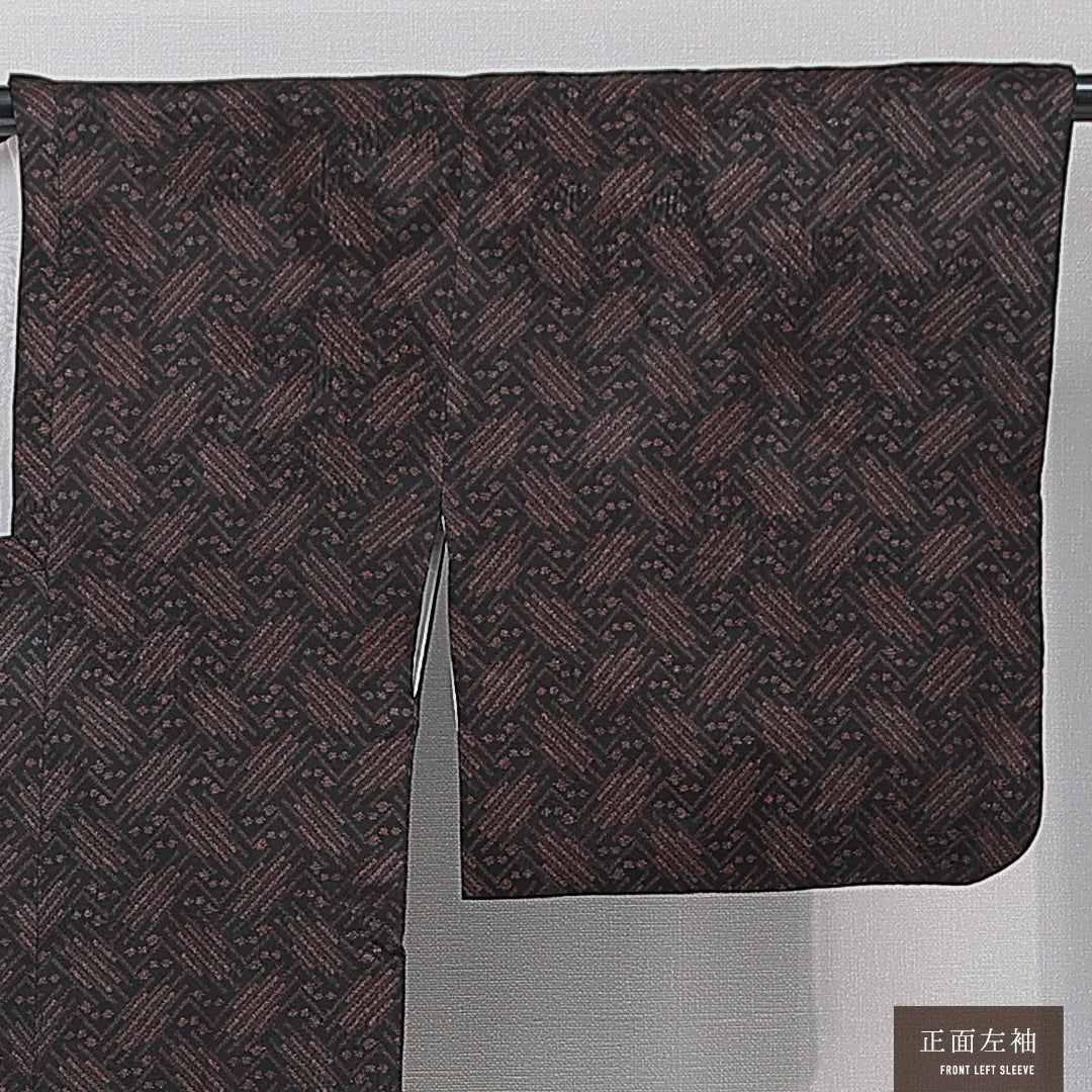 道行コート 袷 身丈77cm 裄丈60cm 正絹 Aランク カジュアル Sサイズ ポケットあり 抽象柄 紫系 RP 1237-15163