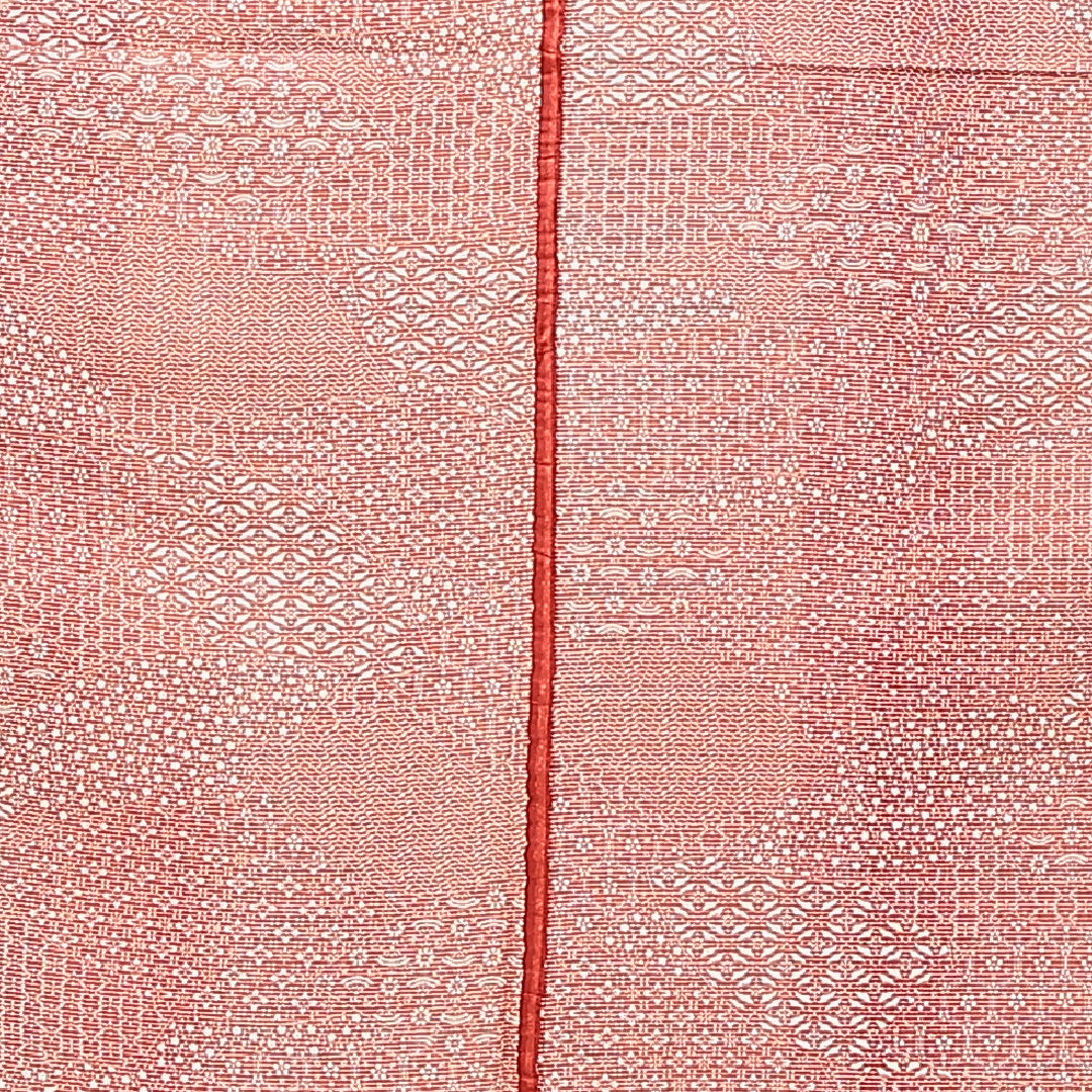 江戸小紋（寄せ柄） 単衣 身丈154cm 裄丈65cm 正絹 Cランク Sサイズ 広衿 インフォーマル 赤系 1262-15679